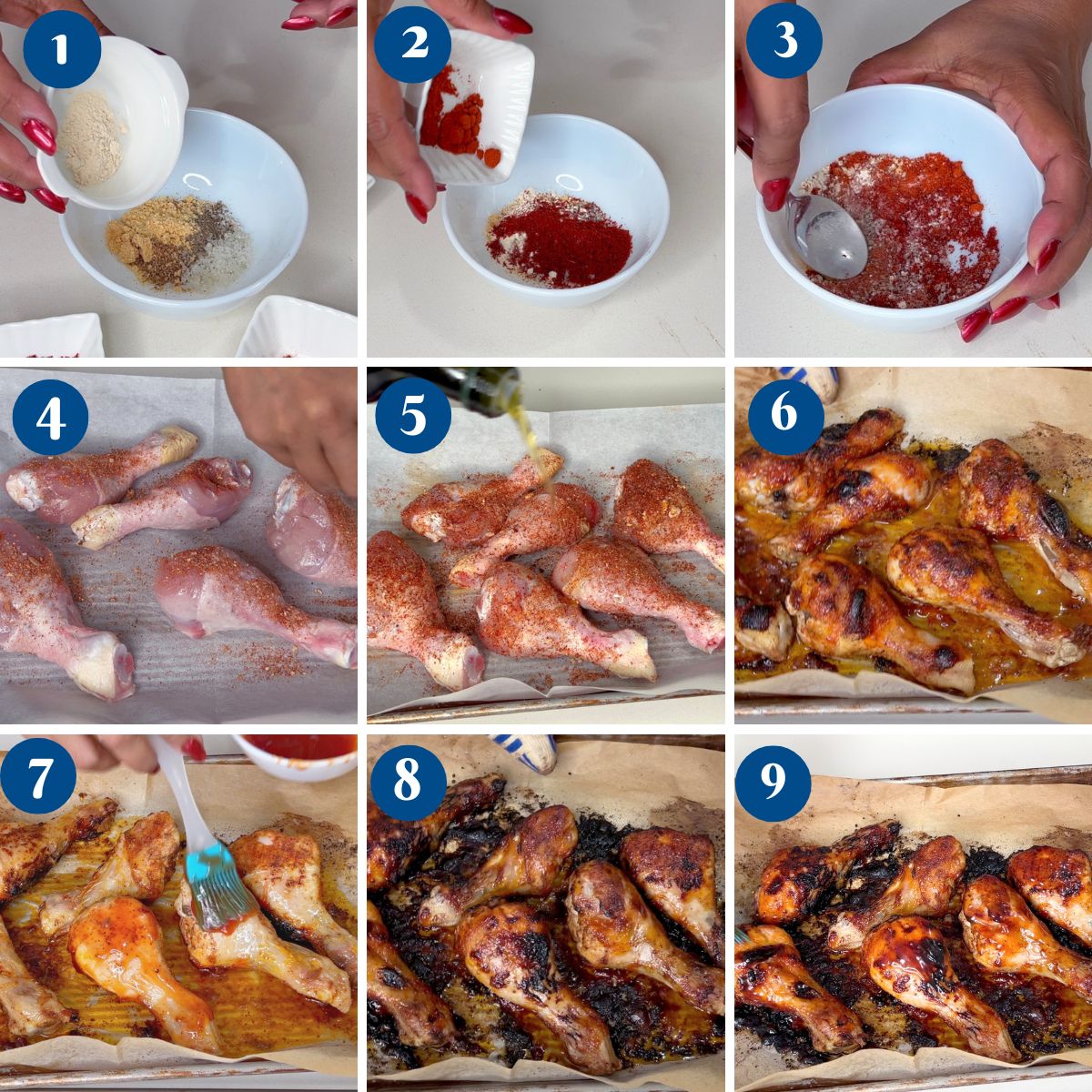 Progress pictures making spicy chicken legs.