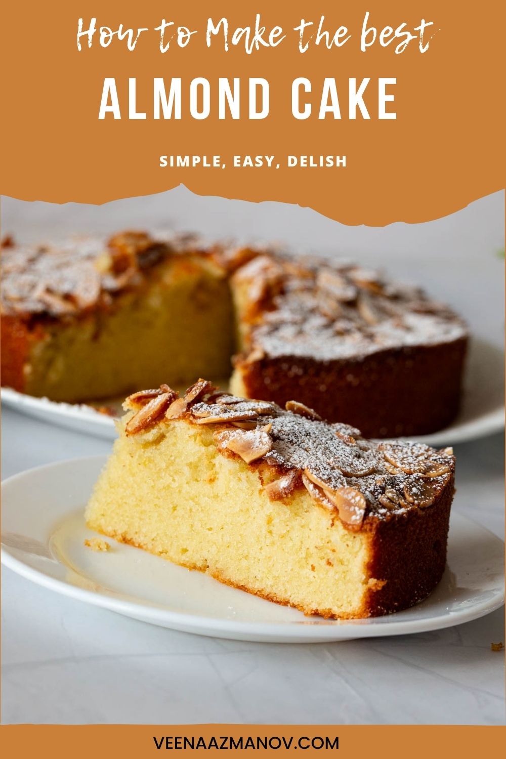 Pinterest image for Italian Almond Cake Recipe.