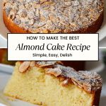 Pinterest image for Italian Almond Cake Recipe.