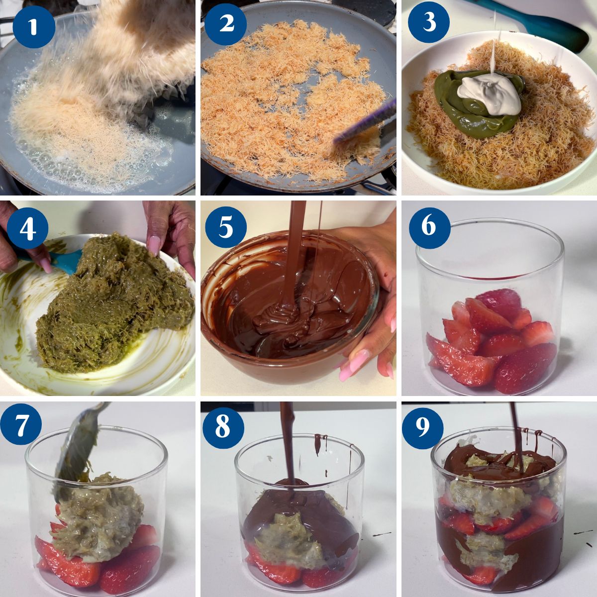 Progress Pictures for Dubai Chocolate Strawberry Cups.