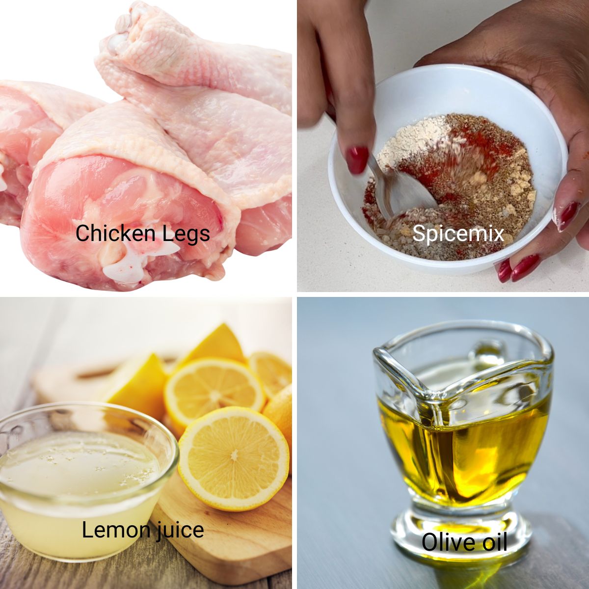 Ingredients for making BBQ chicken legs.