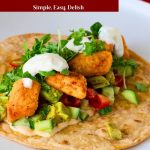 Pinterest image for salmon tacos with whole wheat tortillas.