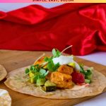 Pinterest image for salmon tacos with whole wheat tortillas.