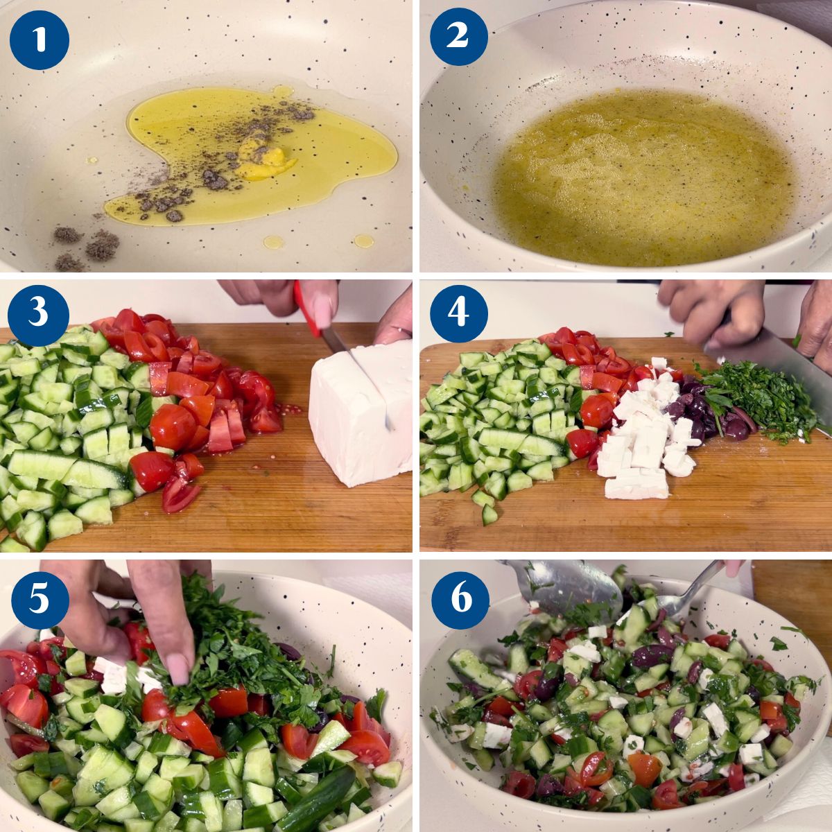 Progress picture making the garden salad.
