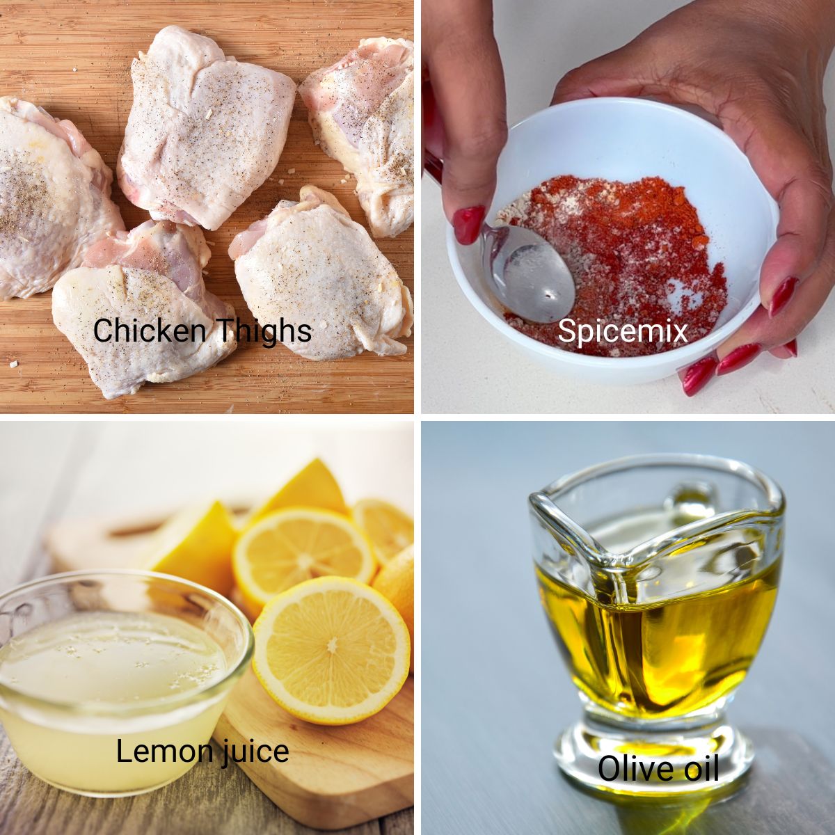 Ingredients for spicy chicken thighs.