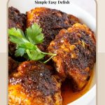 Pinterest image for Spicy Chicken Thighs Recipe.