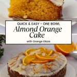 A Pinterest image for Orange almond cake.