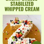 Pinterest image for cream cheese stabilized whipped cream.