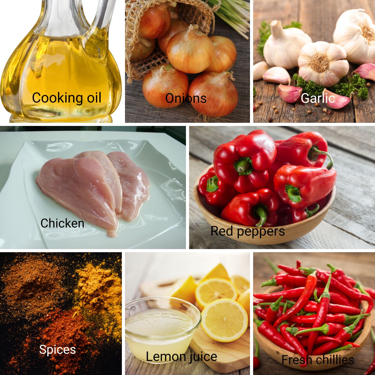 Ingredients for making chicken fajitas.