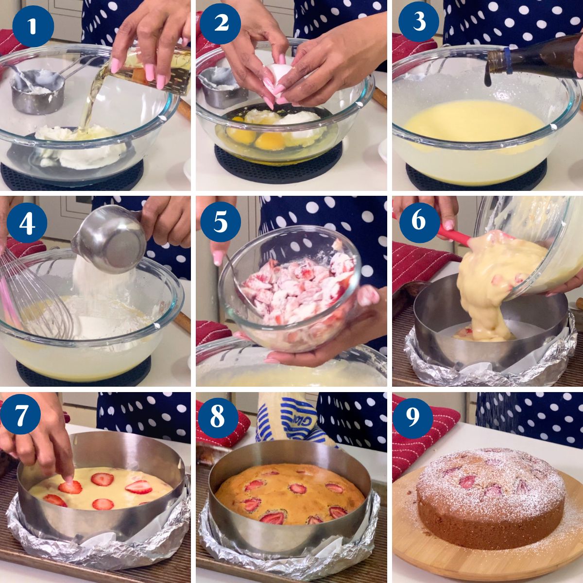Progress pictures strawberry cake.