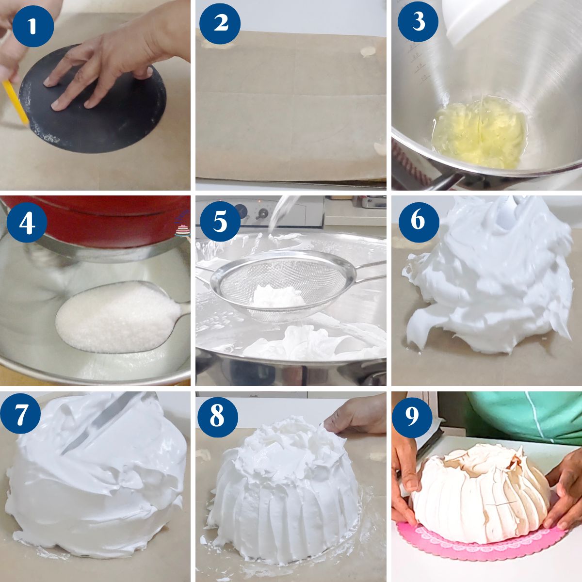 Progress pictures making pavlova.