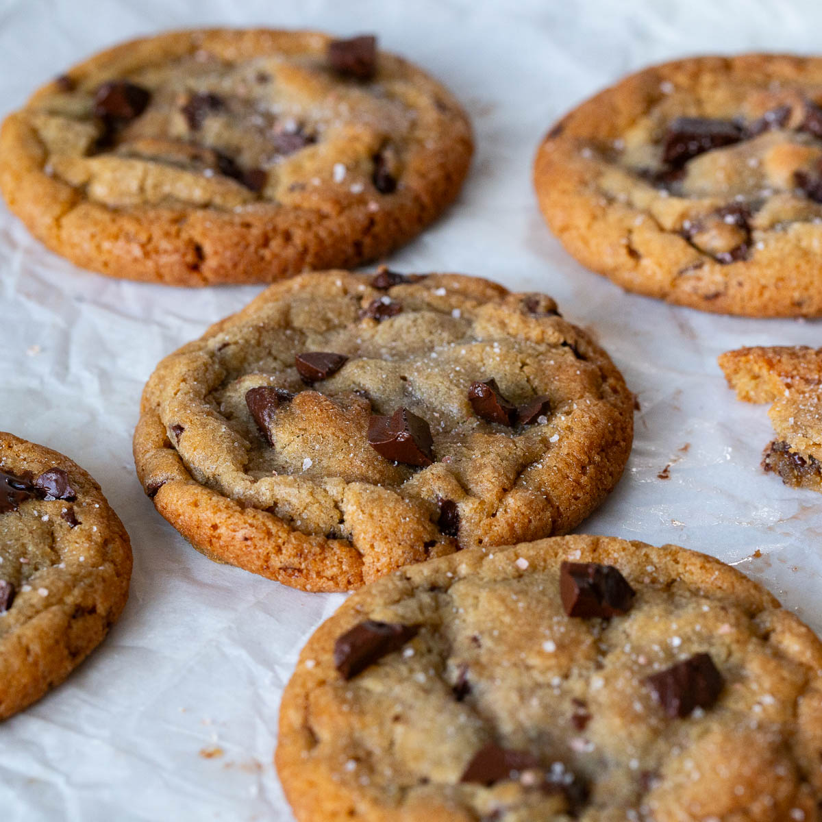 Chocolate chip cookies on the table.