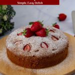 Pinterest image for sour cream strawberry cake.