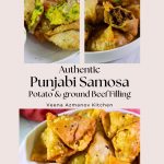 Pinterest image for Punjabi samosa with kheema or aloo.