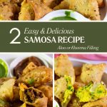 Pinterest image for Punjabi samosa with kheema or aloo.