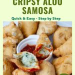 Pinterest image for Punjabi samosa with kheema or aloo.