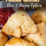 Pinterest image for Punjabi samosa with kheema or aloo.