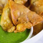 Pinterest image for Punjabi samosa with kheema or aloo.