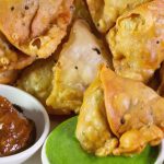 Pinterest image for Punjabi samosa with kheema or aloo.