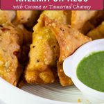 Pinterest image for Punjabi samosa with kheema or aloo.