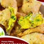 Pinterest image for Punjabi samosa with kheema or aloo.