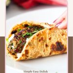 Pinterest image for kofta kebabs with salad and tahini.