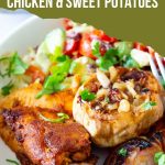 Pinterest image for Sheet-Pan Chicken and Sweet Potatoes.