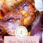 Pinterest image for Sheet-Pan Chicken and Sweet Potatoes.