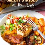Pinterest image for Sheet-Pan Chicken and Sweet Potatoes.