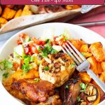 Pinterest image for Sheet-Pan Chicken and Sweet Potatoes.