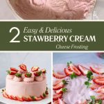 Pinterest image for Cream Cheese frosting with reduced strawberry puree.
