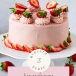 Pinterest image for Cream Cheese frosting with reduced strawberry puree.