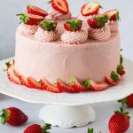 Pinterest image for Cream Cheese frosting with reduced strawberry puree.
