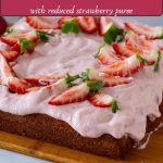 Pinterest image for Cream Cheese frosting with reduced strawberry puree.