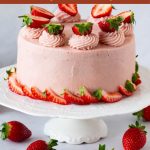 Pinterest image for Cream Cheese frosting with reduced strawberry puree.