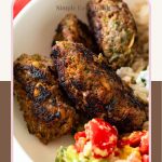 Pinterest image for Greek Kofta Kebabs with Tzatziki.