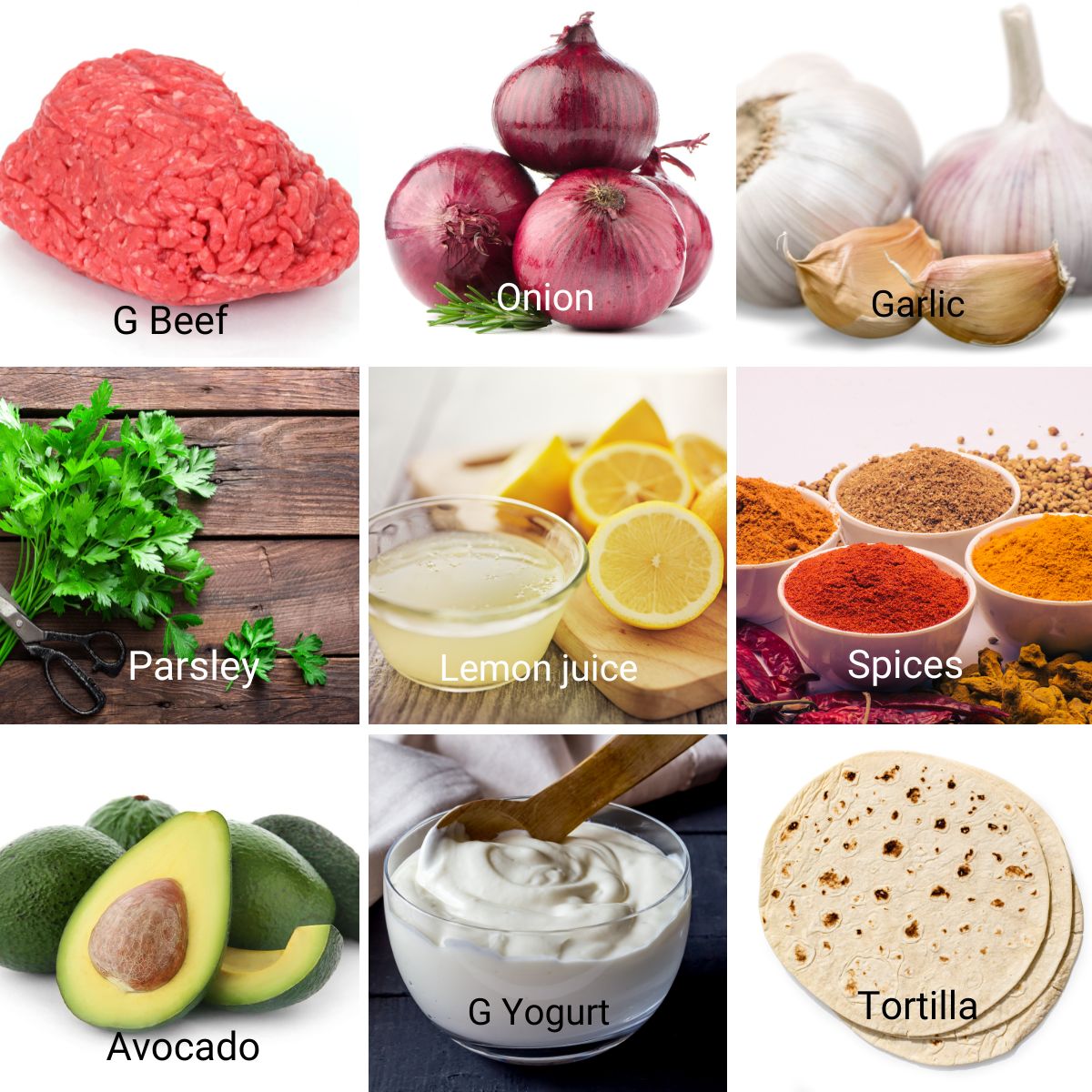 Ingredients for making smash tacos.