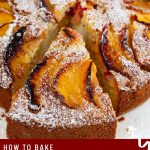 Pinterest image for one bowl peach cake.