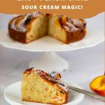 Pinterest image for one bowl peach cake.