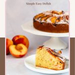 Pinterest image for one bowl peach cake.