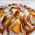 Pinterest image for one bowl peach cake.