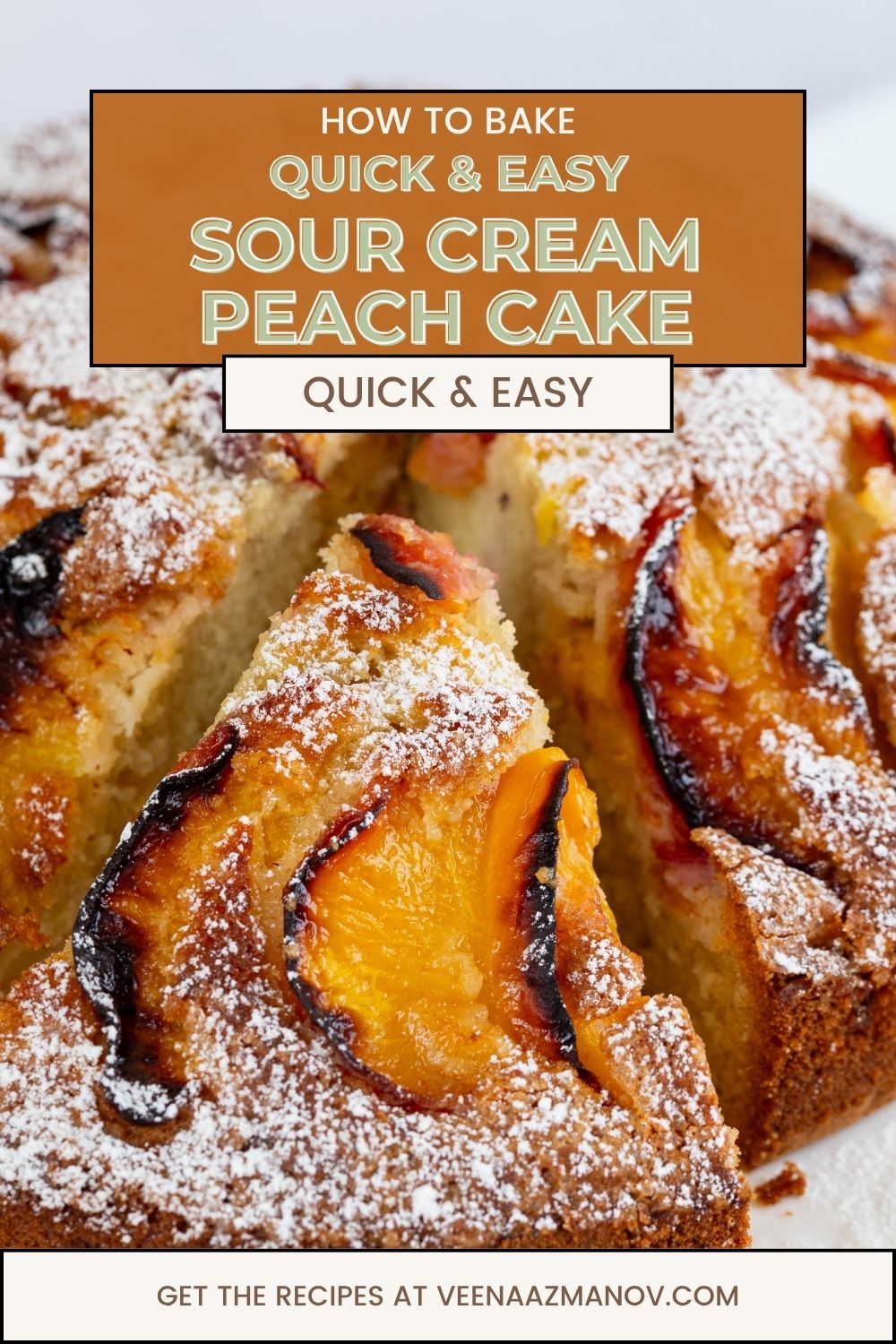 Pinterest image for one bowl peach cake.