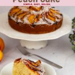 Pinterest image for one bowl peach cake.