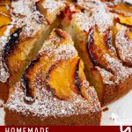 Pinterest image for one bowl peach cake.