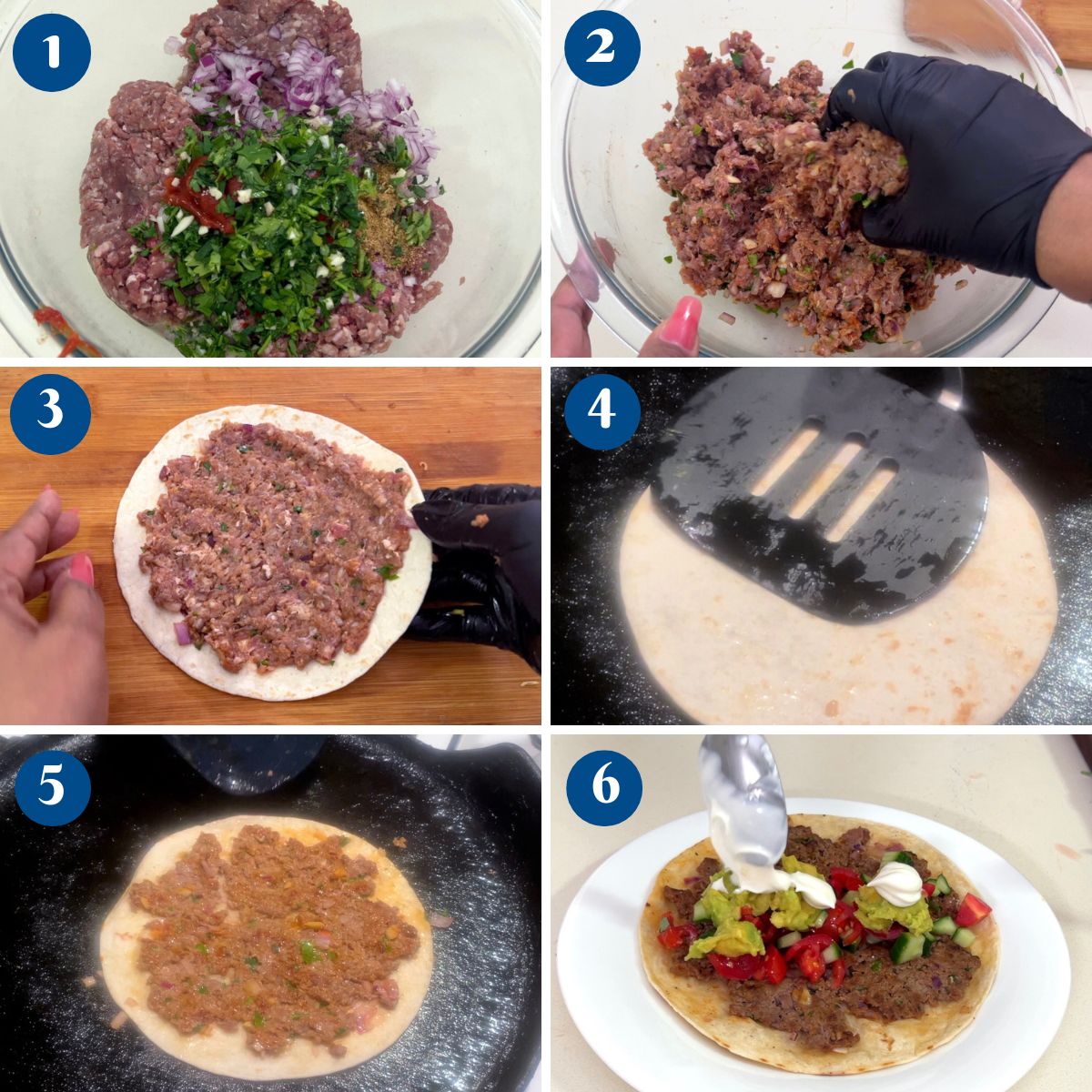 Progress Pictures making Smash Tacos.