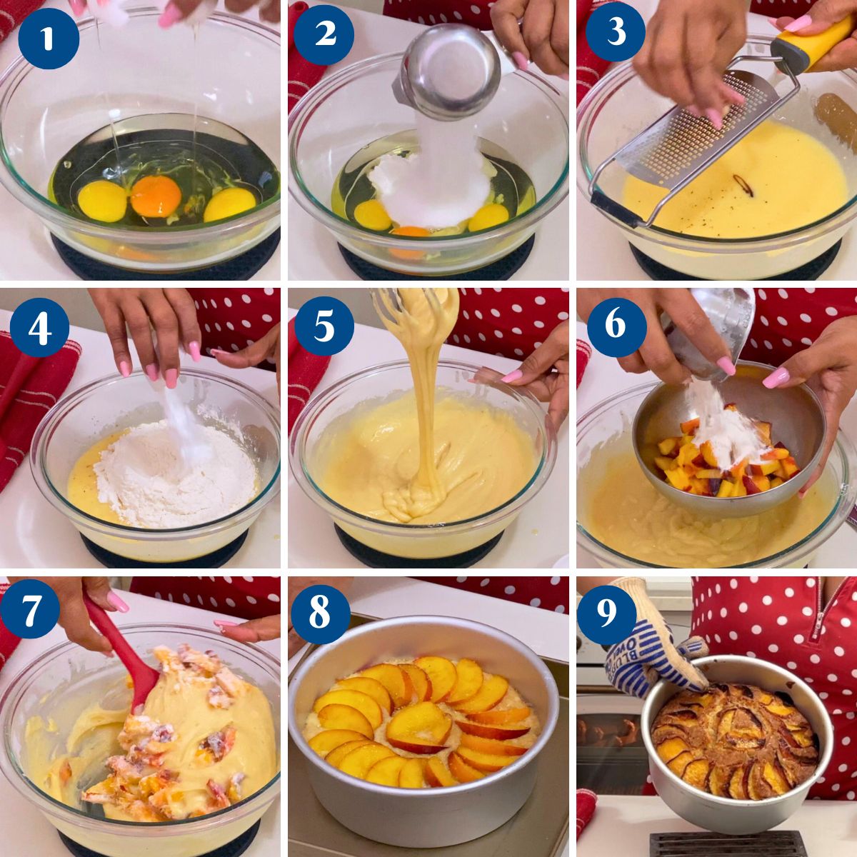 Progress pictures peach cake.