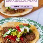 Pinterest image crispy skillet tacos with Greek yogurt dressing