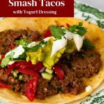 Pinterest image Mexican-style smashed tacos with avocado and tomato