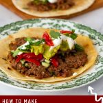 Pinterest image for healthy smash tacos with beef and yogurt sauce
