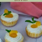 Pinterest image for Baked Mini Cheesecakes with Mango Puree.